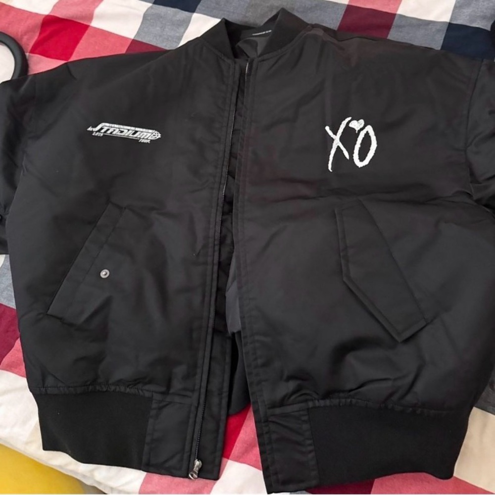 Black Graphic Bomber Jacket